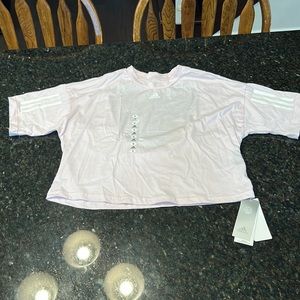 Women’s Adidas Light Pink Crop Athletic Shirt